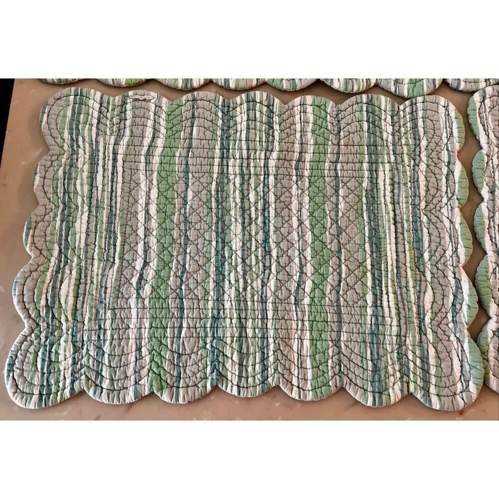 Set of 6 C&F Home Sea Turtle Cove Cotton Quilted Scalloped Placemates